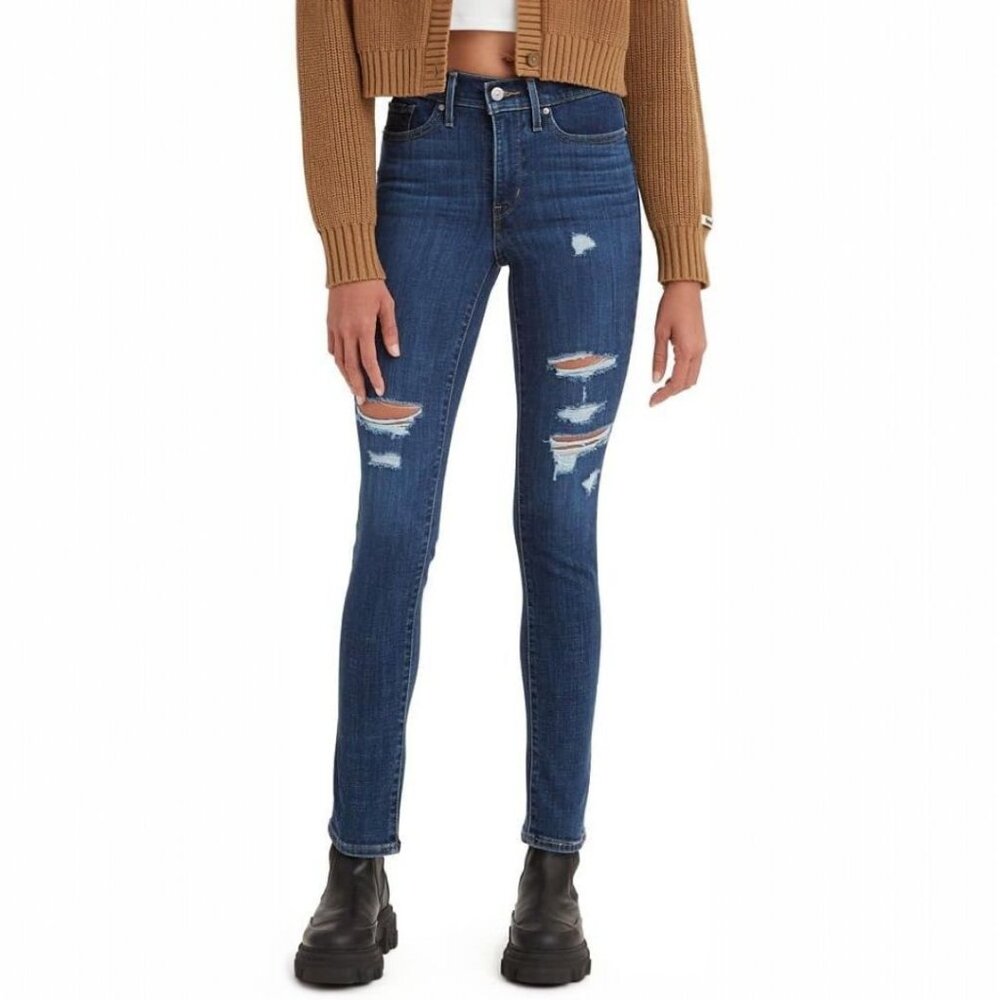 Levi's 311 Distressed Midrise Shaping Skinny Jeans Dark Indigo